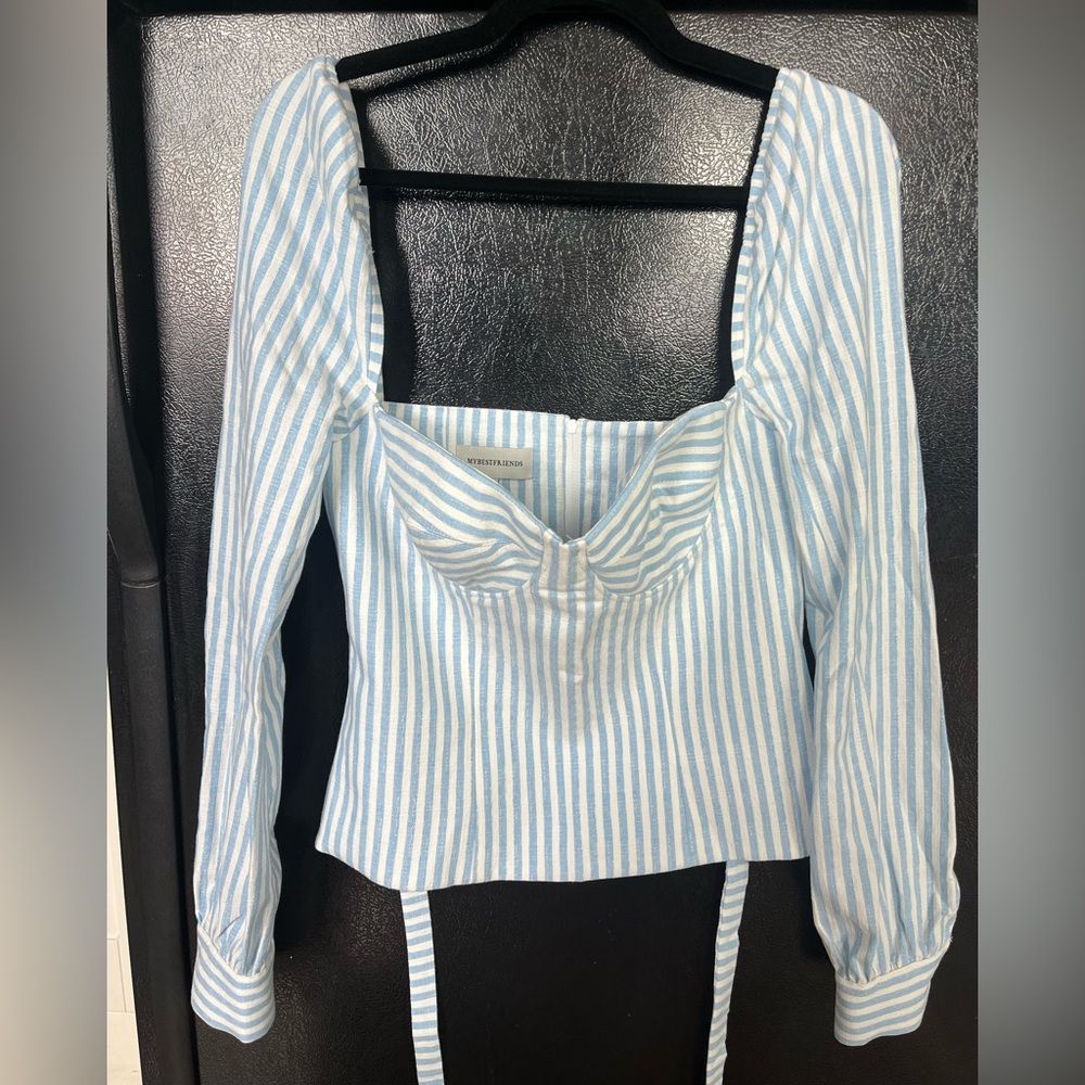 Blue and White Striped Women's Bustier Top